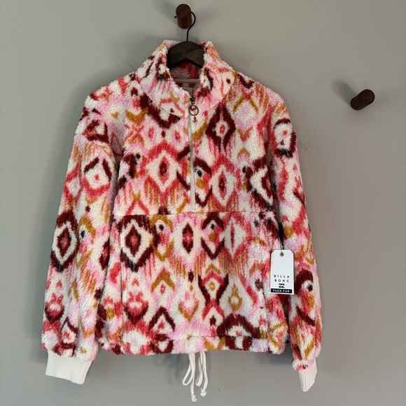 Billabong Tops - NWT BILLABONG TIME OFF HALF ZIP FLEECE PULLOVER SIZE MEDIUM LAVENDER KISS